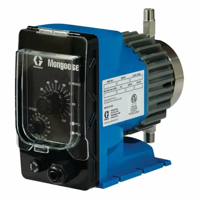 GRACO Chemical Metering Pump: Electric Motor, 115V AC, PVDF Head, 17 gpd Max. Flow Rate - Standard Duty Motor-Driven Diaphragm Metering Pumps