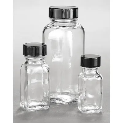KIMBLE Sampling Bottle: 15 mL, 20-400 mm, No Closure, No Closure, Colorless, 576 - Rectangular Glass Lab Bottles