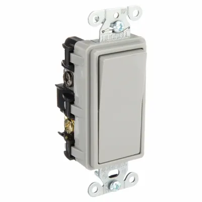 BRYANT Wall Switch: Rocker Switch, 4-Way, Maintained, Gray, 120/277V AC - Rocker Wall Switches