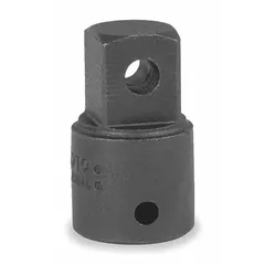 This impact socket adapter converts a 1/2" square drive tool to accept 3/4" square drive sockets. The black oxide finish provides corrosion resistance. It is used with impact wrenches in heavy-duty bolting and assembly applications.
