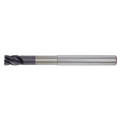 WIDIA HANITA Corner Radius End Mill: Carbide, TiAlN Coated, 4 Flute, 5/8" Mill Dia - Reduced-Neck Fast-Cutting Carbide Corner-Radius End Mills for Steel & Cast Iron
