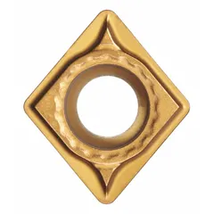 Diamond indexable turning insert for precision machining on CNC lathes. Suitable for finishing operations on non-ferrous materials, composites, and plastics. Provides fine surface finishes in general machining applications.