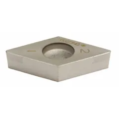This diamond indexable turning insert is designed for precision machining of non-ferrous materials, composites, and abrasive alloys. It is suitable for turning, boring, and facing operations in general engineering applications.
