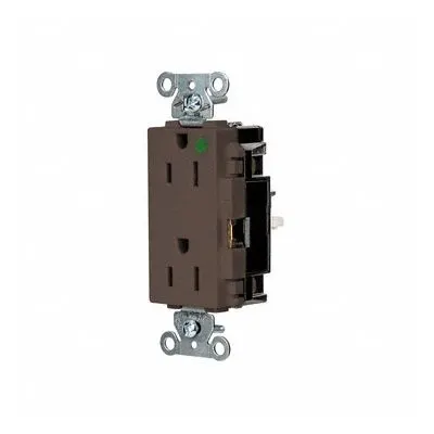 HUBBELL Receptacle: Hospital Grade, Decorator Duplex, 5-15R, Brown, 125V AC, 15 A - General Purpose Receptacles