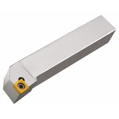 This indexable turning and profiling toolholder is designed for external turning, facing, and profiling operations on lathes and CNC machines. It accommodates compatible carbide inserts for efficient material removal in metalworking applications.