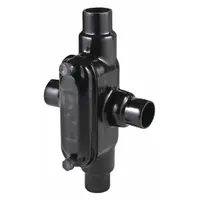 Conduit Outlet Body: X Body, 1 1/2 in Trade Size, 4 Hubs, 36 cu in Body Capacity, Aluminum, Black (MPN PV1500X58)