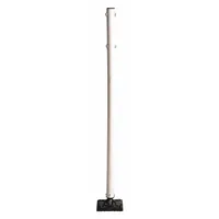 Spring-based surface mount sign post with a white square base, designed for mounting signs in areas where impact resistance is needed. The post measures 5 ft in height with an 8 in square base. Does not include breakaway feature or ground anchor. Suitable for industrial facilities, warehouses, and parking areas