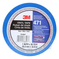 Floor Marking Tape: Gen Purpose, Solid, Blue, 1 in x 108 ft, 5.2 mil Tape Thick, 3M™ (MPN 471)