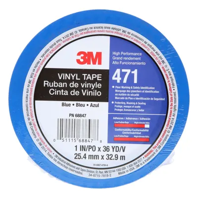 3M Floor Marking Tape: Gen Purpose, Solid, Blue, 1 in x 108 ft, 5.2 mil Tape Thick - General Purpose Floor Marking Tape