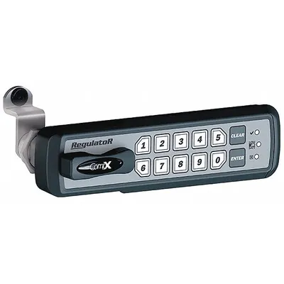 COMPX REGULATOR Electronic Keyless Lock: Cam Latch, 1 1/2 in Body Ht, 5 7/16 in Body Wd - Electronic Keypad Cabinet & Locker Locks