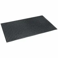 Antifatigue Mat: 4 ft x 6 ft, 5/8 in Thick, Raised Bones, Black, Natural Rubber, Beveled Edge (MPN T18S0046BL)