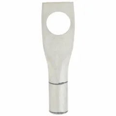 This one-hole compression lug is designed for terminating 4 AWG stranded copper wire to a 3/8 in stud. Constructed from copper, it is suitable for use in power distribution, control panels, and heavy equipment applications where reliable electrical connections are required.