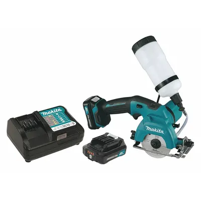 MAKITA Circular Saw Kit: 12 V DC Volt, Blade/Charger, 3 3/8 in Blade Dia. - 3-3/8" Tile Saws