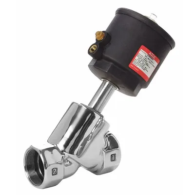 ASCO Angle Body Piston Valve: 2-Way, Normally Closed, 2 in Pipe Size, Stainless Steel Body - 2-Way/2-Position, Normally Closed Air-Operated Valves
