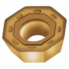 Octagon indexable milling insert with eight cutting edges for high-feed face and shoulder milling. Suitable for machining steel, stainless steel, and cast iron in general engineering and heavy equipment applications.