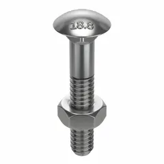 These carriage bolts feature a square neck that prevents rotation during tightening, making them suitable for fastening metal to wood or metal to metal in industrial assemblies. Made from 18-8 stainless steel with a plain finish, they offer corrosion resistance for indoor and outdoor applications. Thread size is 1/4"-20, length is 1-7/8 in, and they are supplied in a 12-pack.