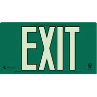 Photoluminescent Exit Sign: Aluminum, 8 1/2 in x 15 1/4 in Nominal Sign Size, Not Retroreflective (MPN 4240-00-NIB-6013)