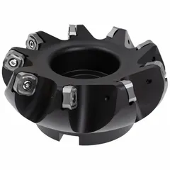 Indexable face mill designed for high-efficiency face milling on flat surfaces. Uses replaceable carbide inserts for versatility in machining operations. Suitable for general metalworking applications requiring precision and productivity.