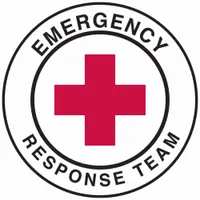 Hard Hat Label: Emergency Response Team, 2 in Dia, English, Non-Reflective, 4 Labels, Circle, 4 PK (MPN 42238)