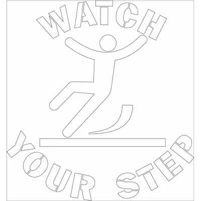 ELECTROMARK Individual Stencil: Watch Your Step, 22 in x 3 in Message Size (WxH) - Safety
