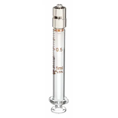 FORTUNA Reusable Glass Syringe: 1 mL Capacity - mL, Luer Lock, Borosilicate Glass - Luer Lock Syringes