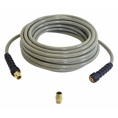 SIMPSON Cold Water Hose: 5/16 in ID, 50 ft Lg, Polyurethane, Gray, 5/16 in x 5/16 in Fitting Size - Simpson Morflex Pressure Washer Hose Assemblies