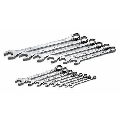 SK PROFESSIONAL TOOLS Combination Wrench Set: Alloy Steel, Chrome, 14 Tools - SAE 6-Point Combination Wrench Sets