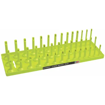 HANSEN Socket Tray: Yellow, 18 1/8 in Overall Wd, 42 Posts/Slots, Plastic - Socket Rails & Trays