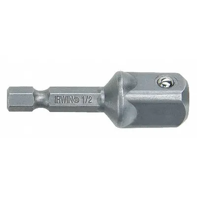 IRWIN Socket Adapter: 1/2 in Output Drive Size, Square, 2 in Overall Lg - 1/4" Drive Hand Socket Adapters