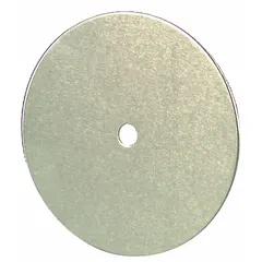 This sign fence mounting hardware includes two 3-inch diameter aluminum plates in an unfinished silver finish. The plates provide a backing for attaching signs to chain-link or similar fences. Suitable for industrial, municipal, or commercial environments.