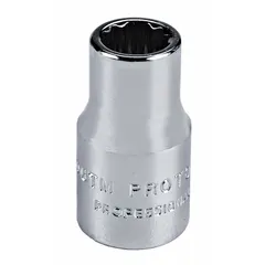 This 1/4" drive hand socket features a 5.5 mm, 12-point standard configuration with a chrome finish. It is designed for tightening or loosening metric fasteners in industrial maintenance, assembly, and repair tasks.