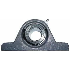NTN Pillow Block Bearing: 2 3/8 in Bore, Cast Iron, Eccentric Collar, 2 11/16 in Shaft Ht, 2,500 RPM (MPN UELPL-2.3/8M). Key specifications — Brand: NTN; Maximum Speed: 2,500 RPM; Mounting Bolt Size: 5/8 in; System of Measurement: Inch.