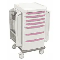 METRO Bedside & Nurse Server Cart: Polymer, (4) Swivel, Taupe, White, 7 Drawers, 1 Shelves (MPN SXRSBED)