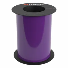 Continuous vinyl label roll for use with LabelTac 9 printers. Glossy purple finish, rated for indoor and outdoor applications. Suitable for industrial identification such as pipe marking, safety signage, and asset tracking.