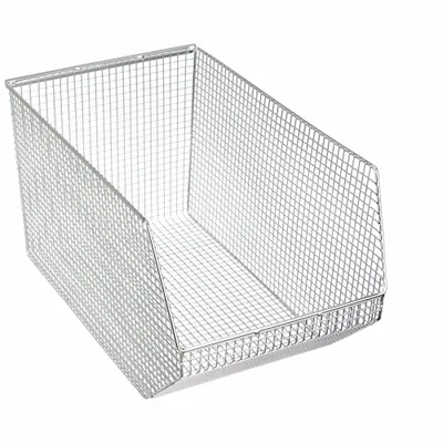 QUANTUM STORAGE SYSTEMS Hang and Stack Bin: 11 in x 18 1/2 in x 10 1/4 in, Silver - Vented Metal Wire-Mesh Bins