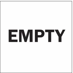 Vinyl label with 'Empty' message, measuring 6 inches by 6 inches. Supplied in a pack of 500. Used for marking containers or equipment as empty in industrial handling and identification applications.