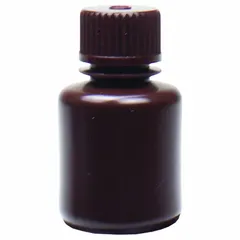 HDPE Narrow Mouth Round Lab Bottle, 1 fl oz (30 mL), Amber, 20-415 mm Screw Closure, Unlined