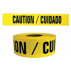 APPROVED VENDOR Bilingual Messaging Barrier Tape, Caution/Cuidado, 3 in x 1000 ft, Polyethylene, Black on Yellow, BT066