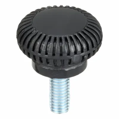 INNOVATIVE COMPONENTS Hand Knob: Knurled, Plastic w/ Steel Thread, #10-32 Thread, 0.5 in Thread Lg - Knurled Knobs with Threaded Stud