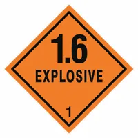 STRANCO INC DOT Container Label: 1.6 Explosive, 4 in x 4 in, 4 in Label Ht, 4 in Label Wd, Vinyl (MPN HMSL-0103-V250)