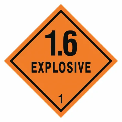 STRANCO Container Label: 1.6 Explosive, 4 in x 4 in, 4 in Label Ht, 4 in Label Wd - Class 1: Explosives