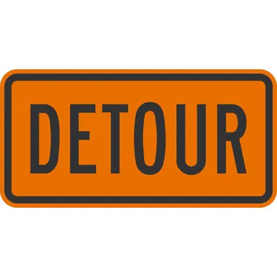 LYLE Detour Sign, 24 in x 12 in, Engineer Grade, Orange Aluminum - Detour Signs