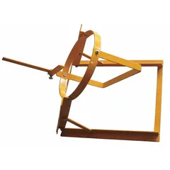 This unassembled bucket tipper is designed for use with 5-gallon drums. It facilitates controlled tilting and emptying of drums in material handling and storage applications. The yellow finish provides high visibility in industrial environments.