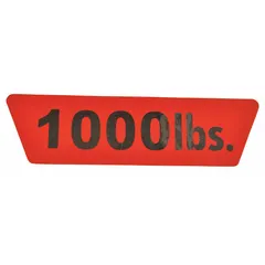Warning label for electric chain hoists, indicating a compatible load capacity of 1,000 lb. Designed to display critical safety and capacity information to operators. Compatible with manufacturer model number 2XY32.
