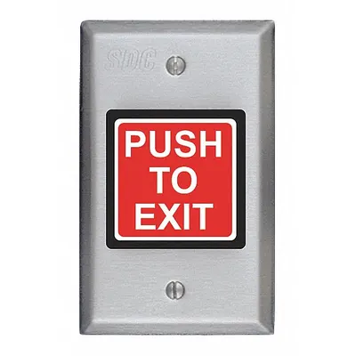 SDC Exit Push Button: 4 1/2 in Ht, 1 in Dp, 2 7/8 in Wd, ADA Compliant, Stainless Steel - Push-to-Exit Buttons