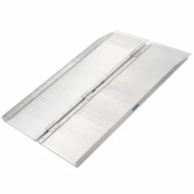 SILVER SPRING Wheelchair Ramp: Wheelchair Ramp, Silver, 4 ft Retracted Lg, ADA, 2 1/2 ft Usable Wd - Wheelchair Ramps without Handrails