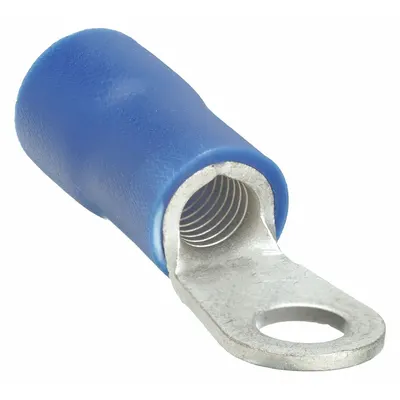 OEM Ring Terminal: Blue, Vinyl Insulation, 1/4 in Stud Size, 6 AWG to 6 AWG Wire Sizes - Insulated Ring Terminals
