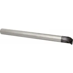 This indexable boring bar features a positive rake, right-hand design for internal turning operations in machining centers and lathes. It accepts standard inserts and is suited for finishing bores in steel, stainless steel, and cast iron components.