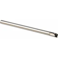 This indexable boring bar features a positive rake geometry and left-hand orientation, designed for internal turning operations such as enlarging or finishing holes. It accommodates indexable inserts for efficient material removal in precision boring applications.