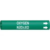 Pipe Marker: Oxygen, Green, White, Fits 3/4 to 1 3/8 in Pipe O.D., 1 Pipe Markers, With Arrows (MPN 4106-A)